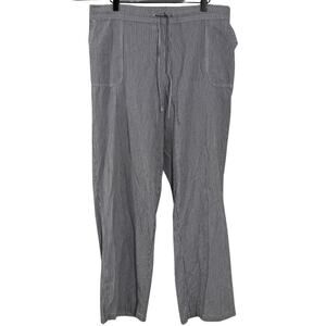 Kim Rogers Blue & White Striped Cotton Wide Leg Pants Size Large Newz